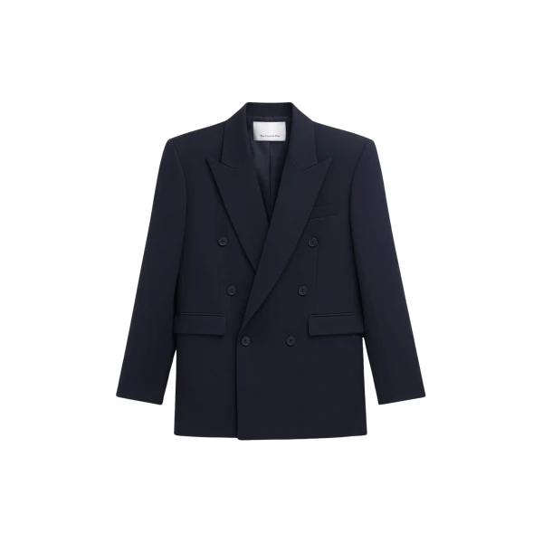 The Frankie Shop Monterey Structured Blazer - Dark Navy - Oversized Minimalist Jackets in Blue - Shop at Coveti