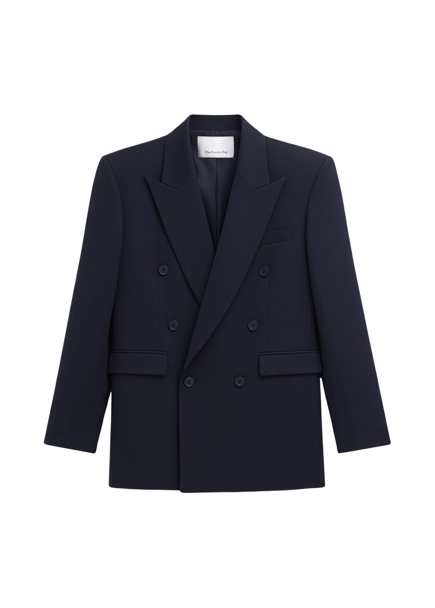 The Frankie Shop Monterey Structured Blazer - Dark Navy - Oversized Minimalist Jackets in Blue - Shop at Coveti