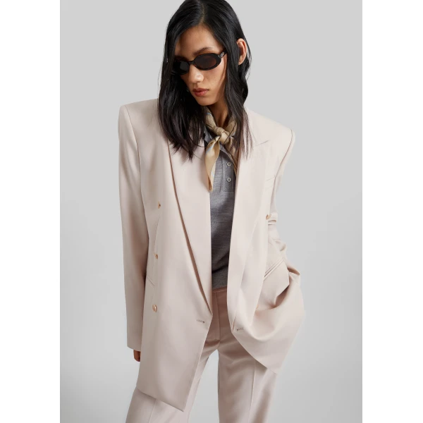 The Frankie Shop Monterey Structured Blazer – Faded Pink, view 3