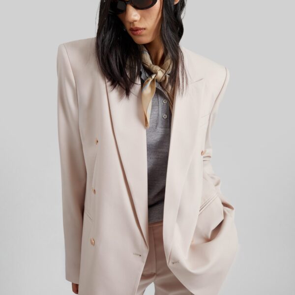 The Frankie Shop Monterey Structured Blazer - Faded Pink - Oversized Minimalist Jackets in Pink - Shop at Coveti