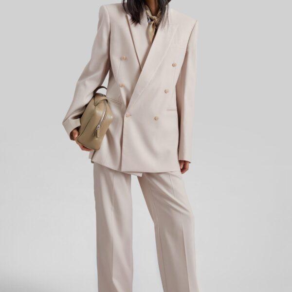 The Frankie Shop Monterey Structured Blazer - Faded Pink - Oversized Minimalist Jackets in Pink - Shop at Coveti