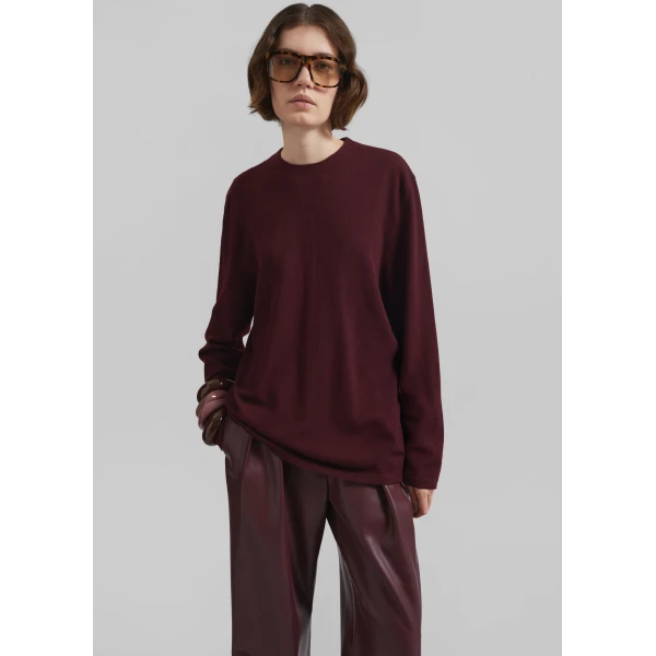 The Frankie Shop Morang Merino Wool Sweater – Burgundy, view 2