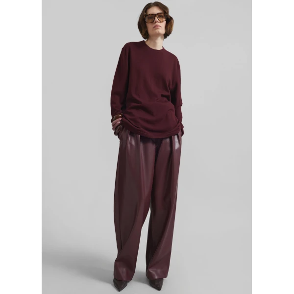 The Frankie Shop Morang Merino Wool Sweater – Burgundy, view 3