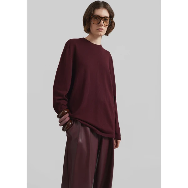 The Frankie Shop Morang Merino Wool Sweater – Burgundy, view 5