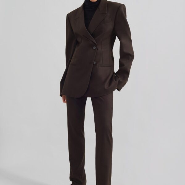 The Frankie Shop Morrison Crossover Blazer - Brown - Oversized Minimalist Jackets in Beige - Shop at Coveti