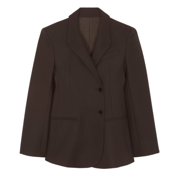 The Frankie Shop Morrison Crossover Blazer - Brown - Oversized Minimalist Jackets in Beige - Shop at Coveti