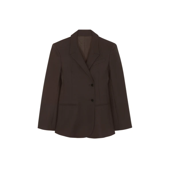 The Frankie Shop Morrison Crossover Blazer - Brown - Oversized Minimalist Jackets in Beige - Shop at Coveti