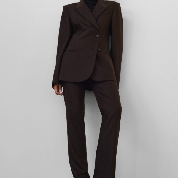 The Frankie Shop Morrison Long Trousers - Brown - Oversized Minimalist Pants in Beige - Shop at Coveti