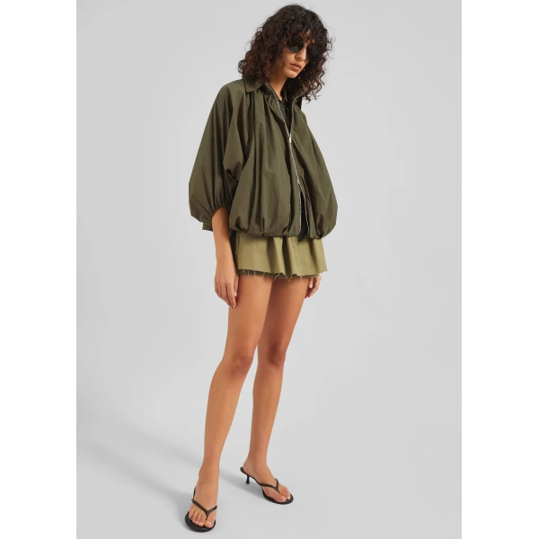 The Frankie Shop Murray Batwing Sleeve Balloon Jacket – Olive Brown, view 5