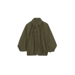 The Frankie Shop Murray Batwing Sleeve Balloon Jacket - Olive Brown - Oversized Minimalist Jackets in Beige - Shop at Coveti