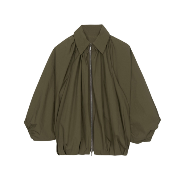 The Frankie Shop Murray Batwing Sleeve Balloon Jacket - Olive Brown - Oversized Minimalist Jackets in Beige - Shop at Coveti