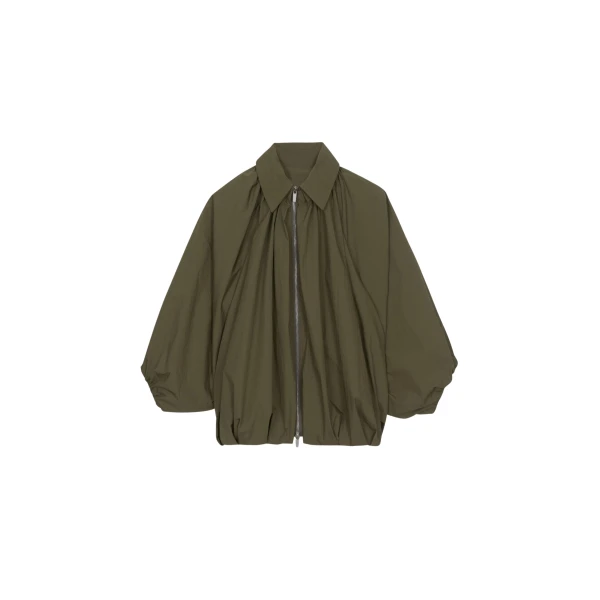 The Frankie Shop Murray Batwing Sleeve Balloon Jacket - Olive Brown - Oversized Minimalist Jackets in Beige - Shop at Coveti