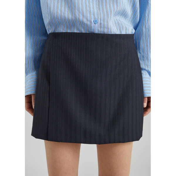 The Frankie Shop Narah Mini Skirt – Navy/White Pinstripe, view 3