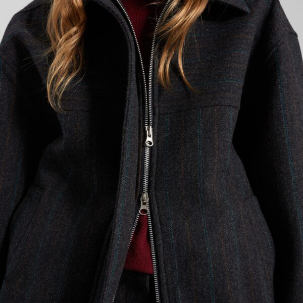 The Frankie Shop Natick Blouson Jacket - Charcoal Multi Stripe - Oversized Minimalist Jackets in Multicolour - Shop at Coveti