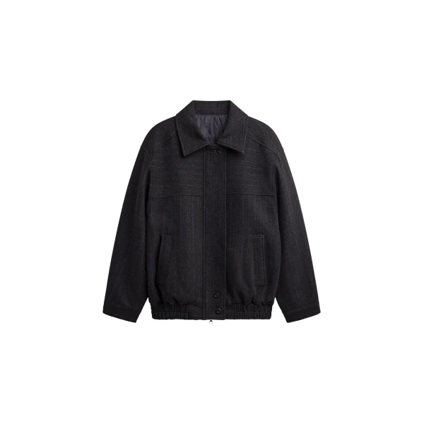 The Frankie Shop Natick Blouson Jacket - Charcoal Multi Stripe - Oversized Minimalist Jackets in Multicolour - Shop at Coveti