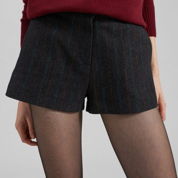 The Frankie Shop Natick Hot Pants - Charcoal Multi Stripe - Oversized Minimalist Shorts in Multicolour - Shop at Coveti