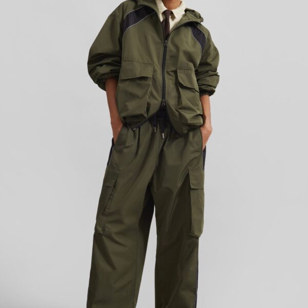 The Frankie Shop Navan Cargo Pants - Khaki - Oversized Minimalist Pants in Green - Shop at Coveti