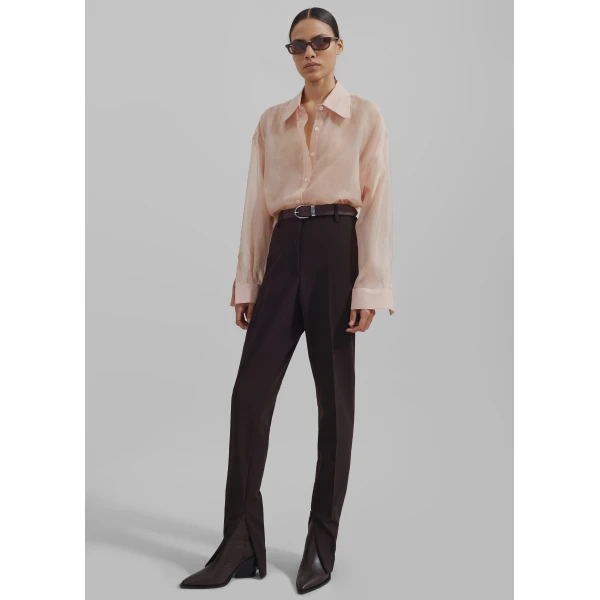 The Frankie Shop Nel Sheer Button Up Shirt – Pink, view 4