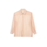 The Frankie Shop Nel Sheer Button Up Shirt - Pink - Oversized Minimalist Tops in Pink - Shop at Coveti