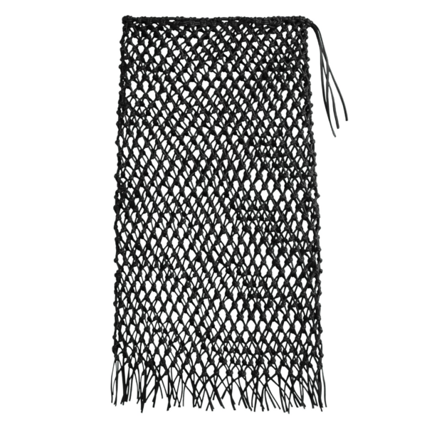The Frankie Shop Nelaya Leather Macrame Skirt - Black - Oversized Minimalist Skirts in Black - Shop at Coveti