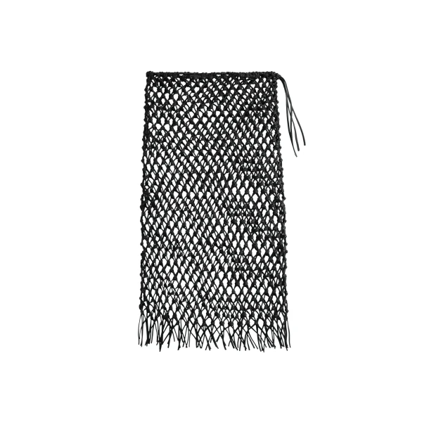 The Frankie Shop Nelaya Leather Macrame Skirt - Black - Oversized Minimalist Skirts in Black - Shop at Coveti