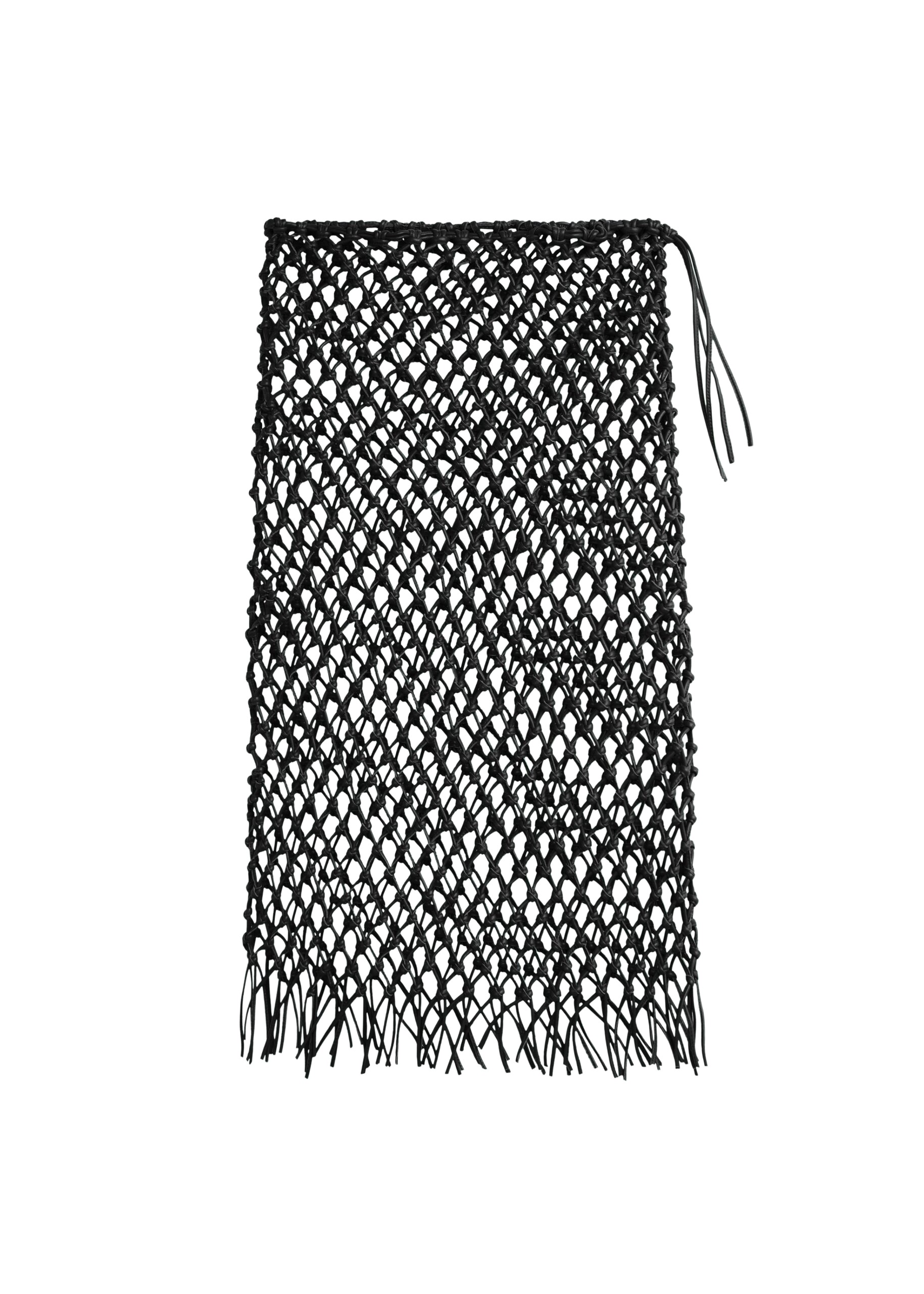 The Frankie Shop Nelaya Leather Macrame Skirt – Black