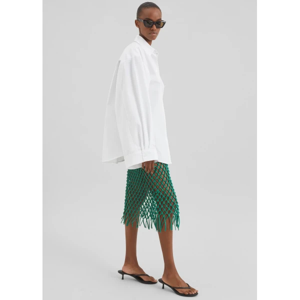 The Frankie Shop Nelaya Leather Macrame Skirt – Emerald, view 3