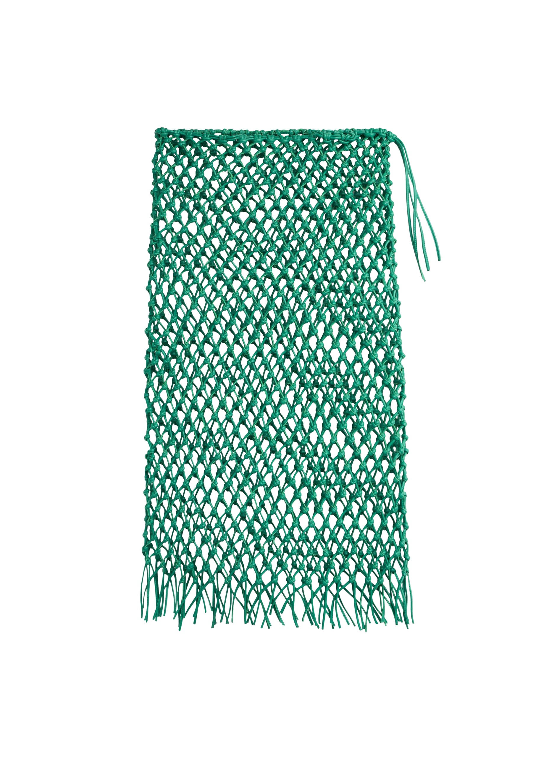 The Frankie Shop Nelaya Leather Macrame Skirt – Emerald