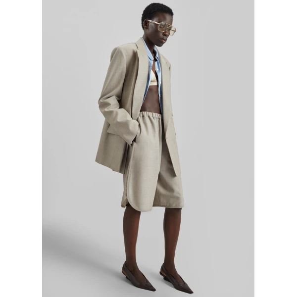 The Frankie Shop Nelis Suiting Bermuda Shorts – Beige Melange, view 2