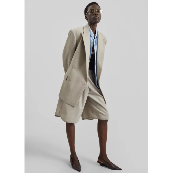 The Frankie Shop Nelis Suiting Bermuda Shorts – Beige Melange, view 6