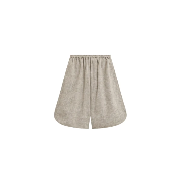 The Frankie Shop Nelis Suiting Bermuda Shorts - Beige Melange - Oversized Minimalist Shorts in Beige - Shop at Coveti