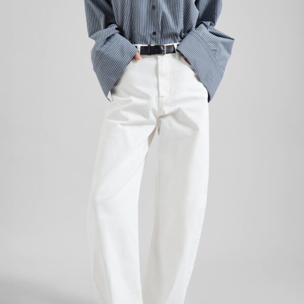The Frankie Shop Nelton Barrel Leg Jeans - White - Oversized Minimalist Pants in White - Shop at Coveti