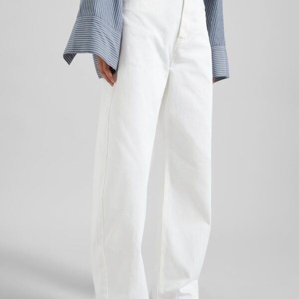 The Frankie Shop Nelton Barrel Leg Jeans - White - Oversized Minimalist Pants in White - Shop at Coveti