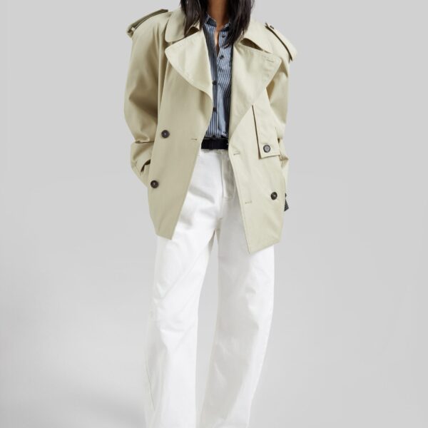 The Frankie Shop Nelton Barrel Leg Jeans - White - Oversized Minimalist Pants in White - Shop at Coveti