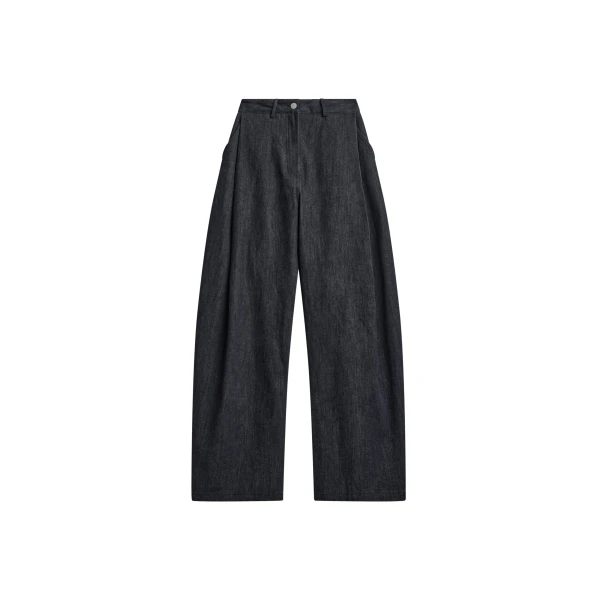 The Frankie Shop Nesna Barrel Leg Jeans - Black - Oversized Minimalist Pants in Black - Shop at Coveti
