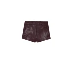 The Frankie Shop Nevis Faux Leather Hot Pants - Burgundy - Oversized Minimalist Shorts in Red - Shop at Coveti