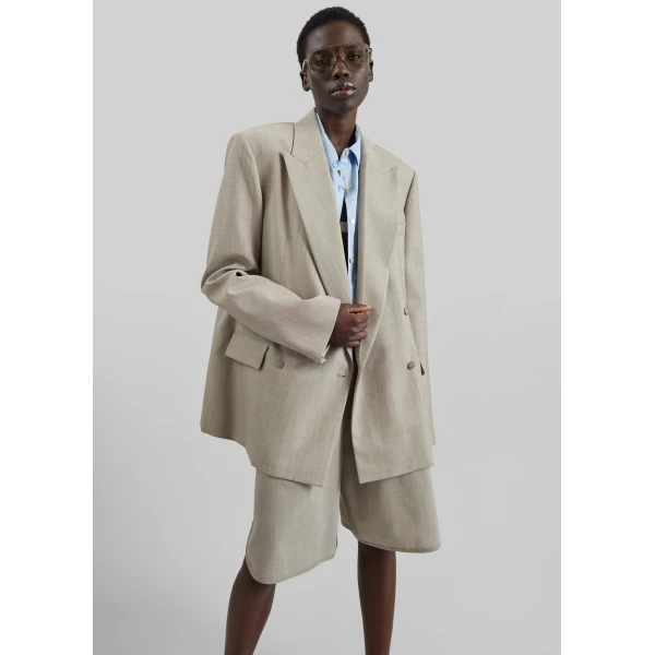 The Frankie Shop Newark Double Breasted Blazer – Beige Melange, view 4