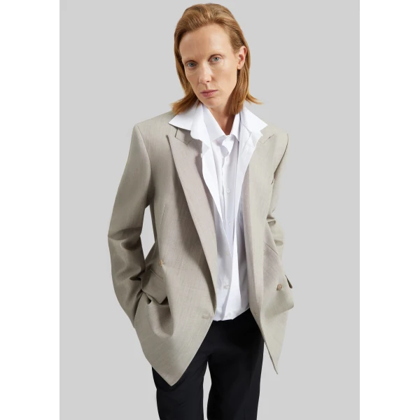 The Frankie Shop Newark Double Breasted Blazer – Beige Melange, view 5