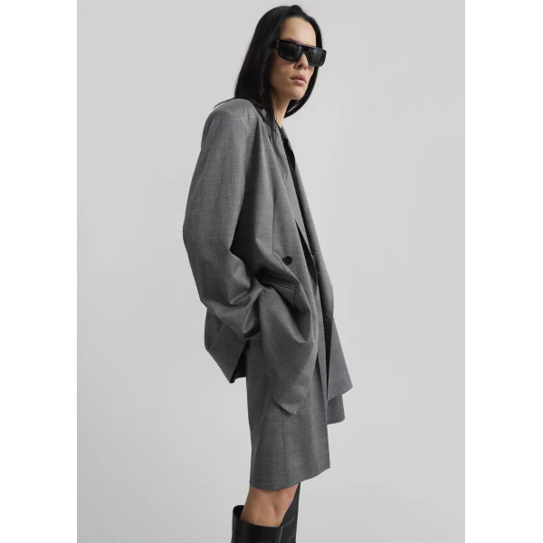 The Frankie Shop Newark Double Breasted Blazer – Grey Melange, view 4
