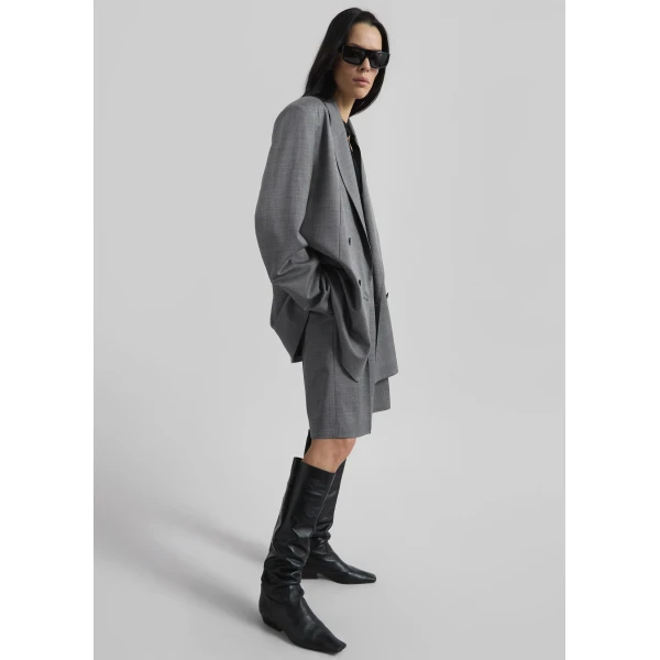 The Frankie Shop Newark Double Breasted Blazer – Grey Melange, view 5