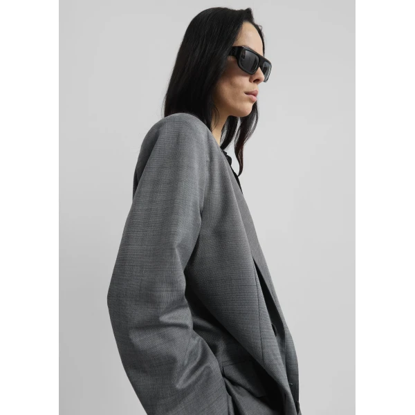The Frankie Shop Newark Double Breasted Blazer – Grey Melange, view 6
