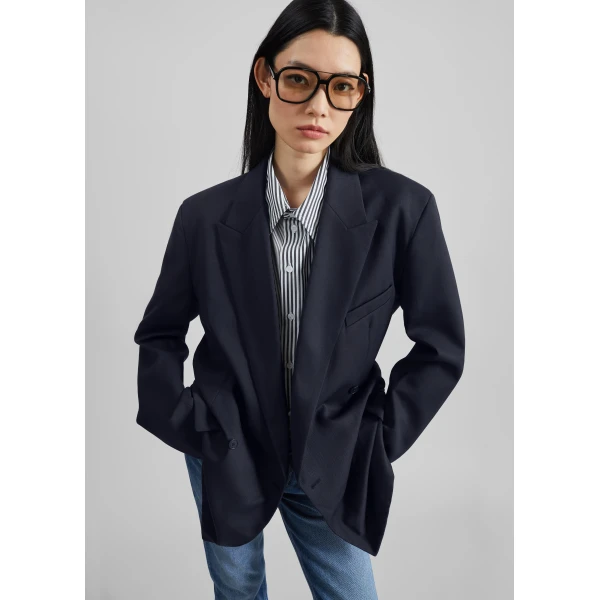 The Frankie Shop Newark Double Breasted Blazer – Navy, view 2