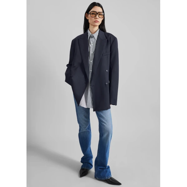 The Frankie Shop Newark Double Breasted Blazer – Navy, view 3