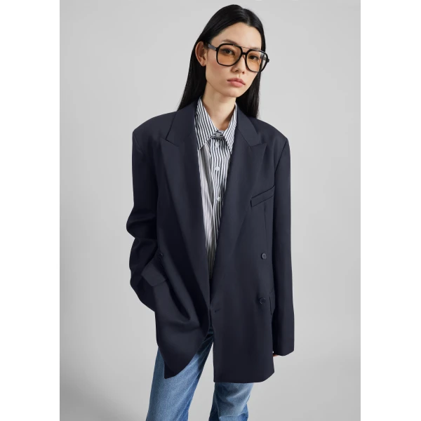 The Frankie Shop Newark Double Breasted Blazer – Navy, view 4