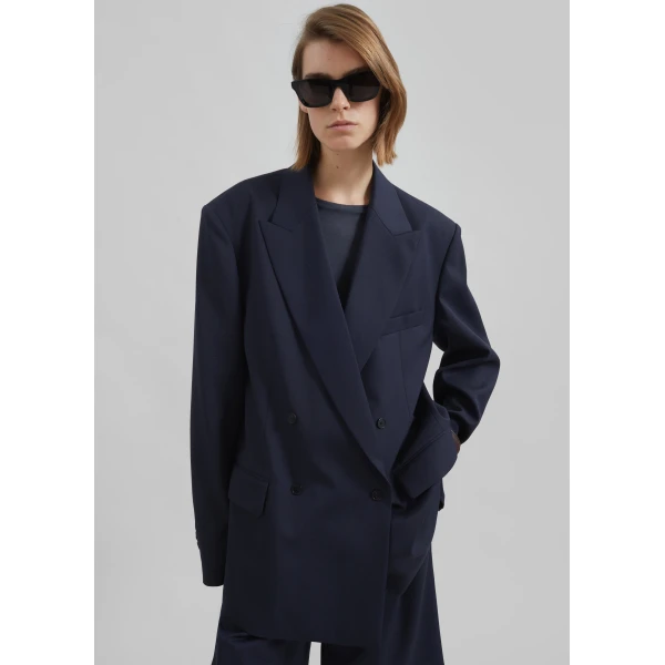 The Frankie Shop Newark Double Breasted Blazer – Navy, view 6