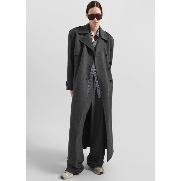The Frankie Shop Nikola Padded Trench Coat – Dark Grey Melange, view 4