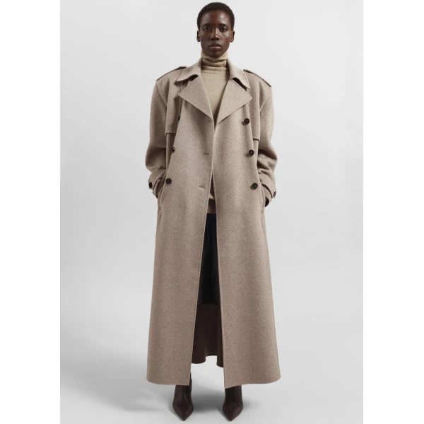 The Frankie Shop Nikola Padded Trench Coat – Taupe Melange, view 2