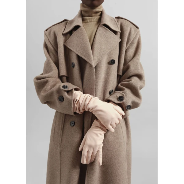 The Frankie Shop Nikola Padded Trench Coat – Taupe Melange, view 3