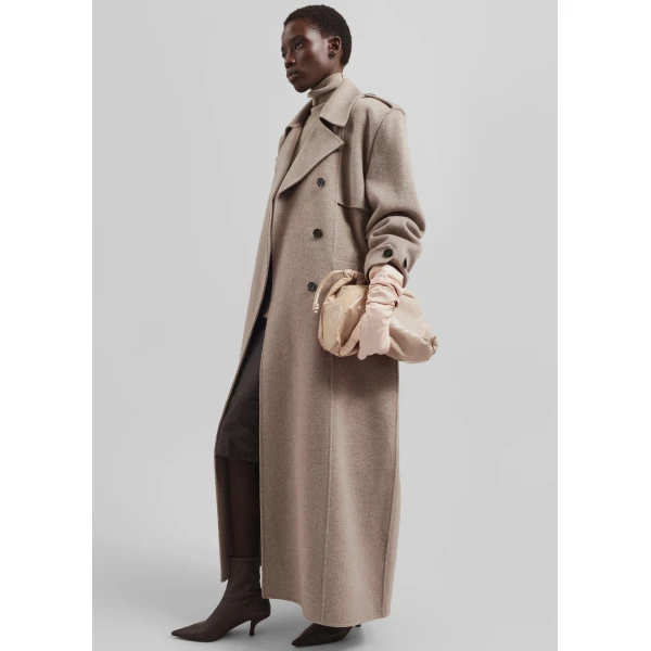 The Frankie Shop Nikola Padded Trench Coat – Taupe Melange, view 4