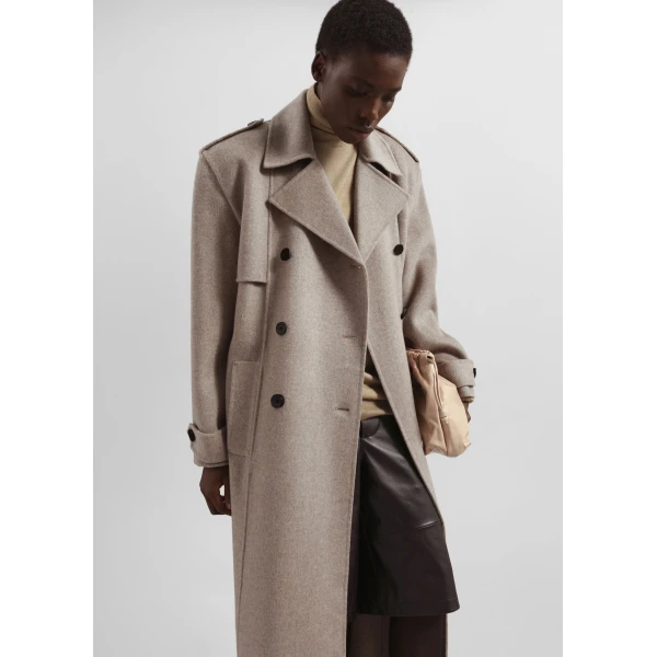 The Frankie Shop Nikola Padded Trench Coat – Taupe Melange, view 5